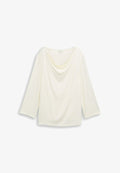TOM TAILOR SLEEKY WATERFALL COLLAR - Long sleeved top - whisper white
