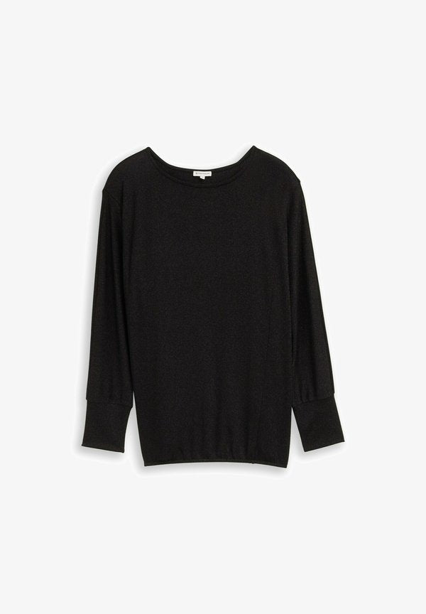 TOM TAILOR PLUS SIZE - LOOSE FIT  MIT GLITZER-EFFEKT - Long sleeved top - deep black