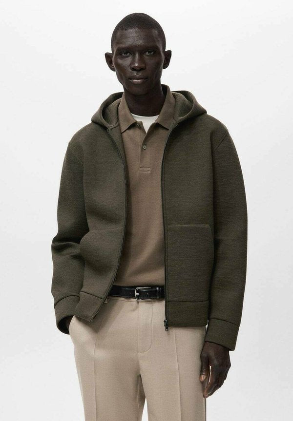 Mango Zip-up sweatshirt - kaki