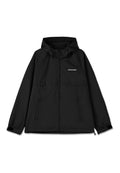Schwarze Kapuzenjacke mit durchgehendem Reißverschluss, zwei Reißverschlusstaschen, verstellbaren Bündchen und "PEGADOR"-Logo auf der Brust.