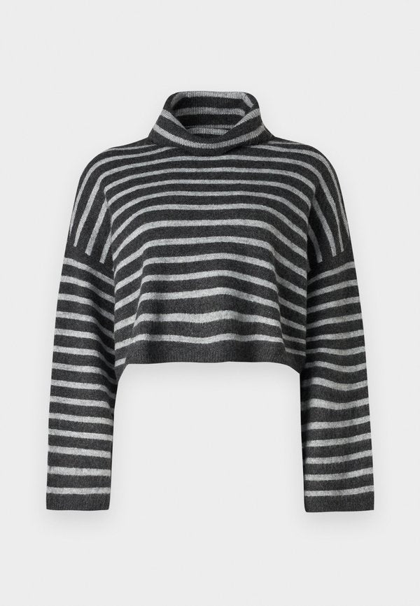 ONLY ONLTALIO STRIPE SHORT ROLLNECK  - Jumper - dark grey