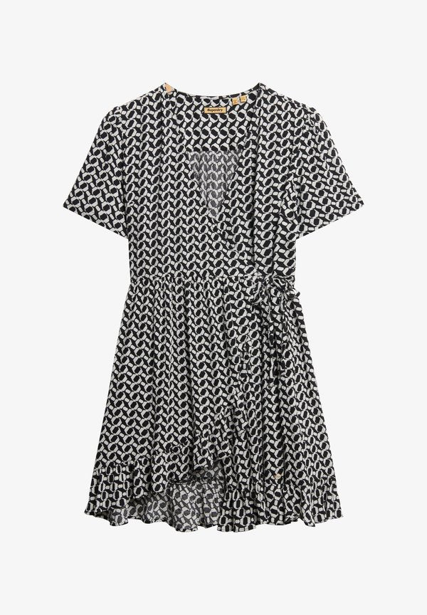 Superdry & Co SHORT SLEEVE PRINTED MINI WRAP - Day dress - ronnie geo mono