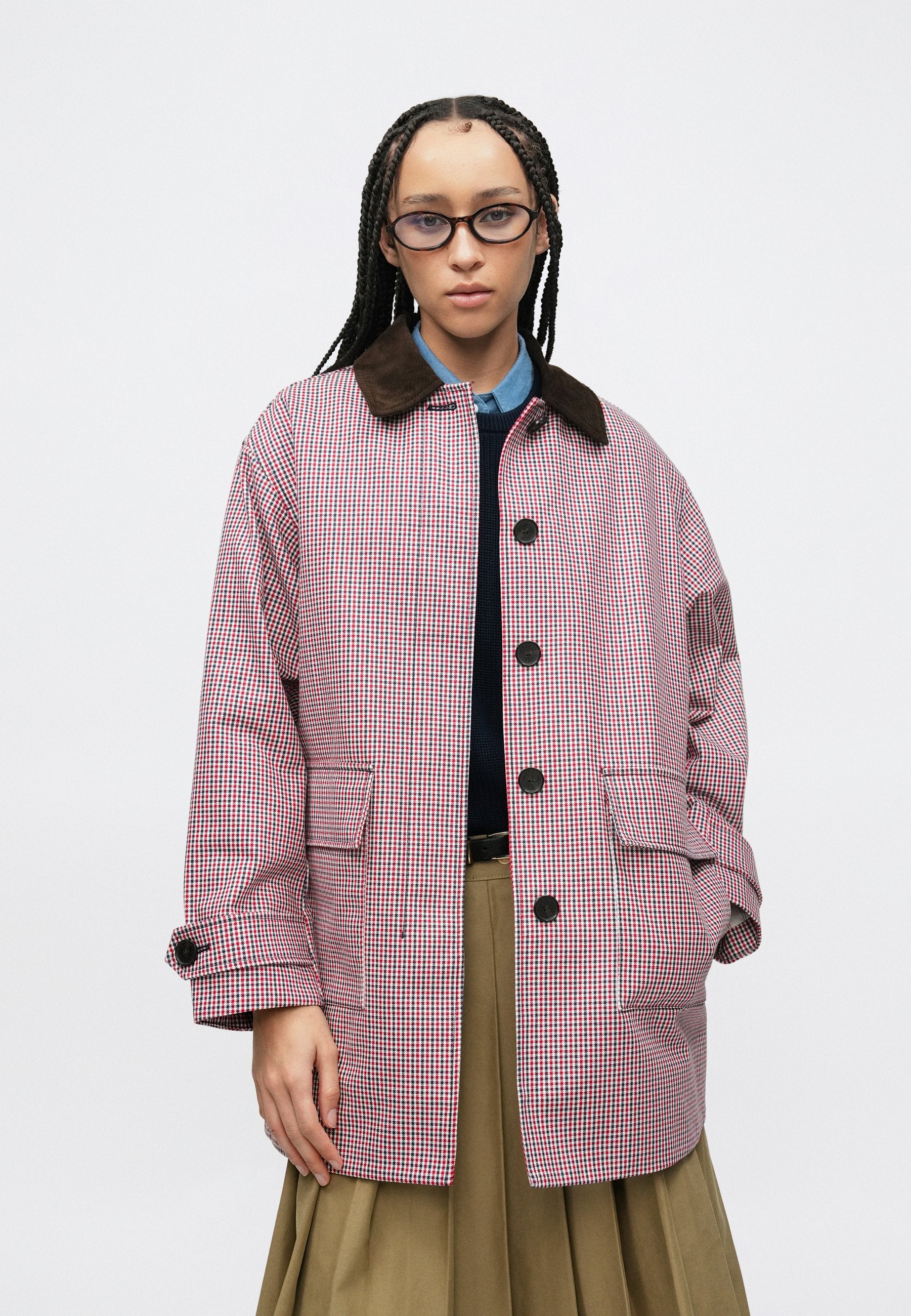 WATER REPELLENT CHECK OVERSIZED 2-IN-1 COAT Media 5