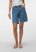 Vero Moda Denim VMTESS Denim - Denim shorts - medium blue denim aop:heart