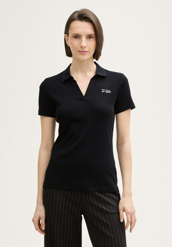 TOM TAILOR BASIC MIT LOGO-STICKEREI - Polo shirt - deep black