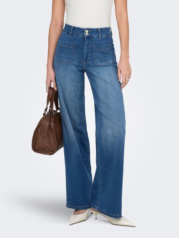 ONLY Wide-fit ONLMADISON High waist Wide Leg Fit - Wide Leg - medium blue denim