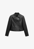 Mango Leather jacket - black