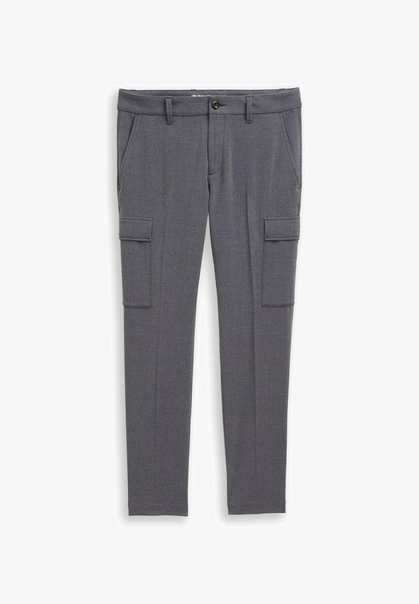 TOM TAILOR SOFT TAPERED CA - Cargo trousers - black/grey melange