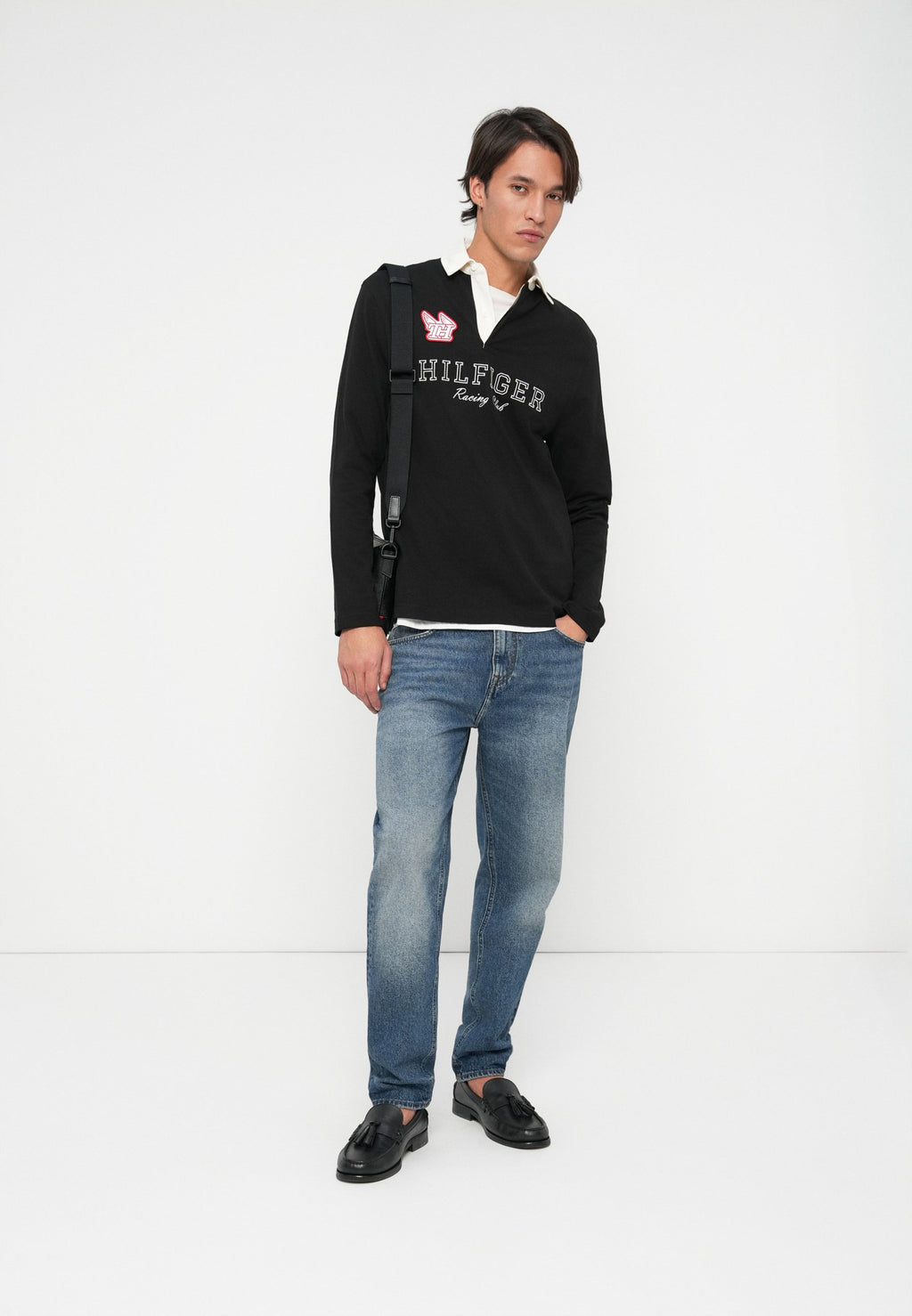LOGO APPLIQUÉ RELAXED RUGBY POLO SHIRT Media 2