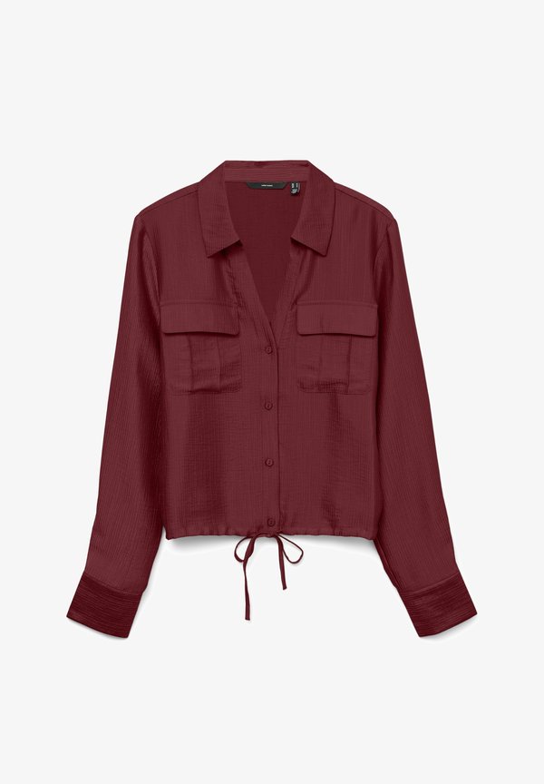 Vero Moda TOMA LS TIE  - Button-down blouse - syrah