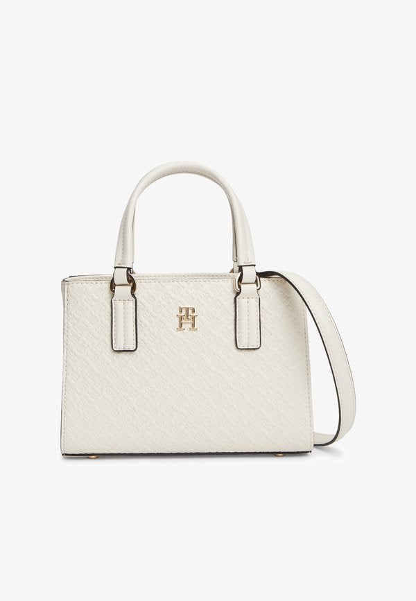 Tommy Hilfiger TH MONOGRAM CROSSBODY TOTE BAG - Handbag - soft cream