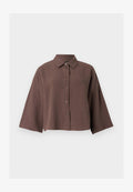 Vero Moda VMNATALI CROP - Button-down blouse - chocolate martini