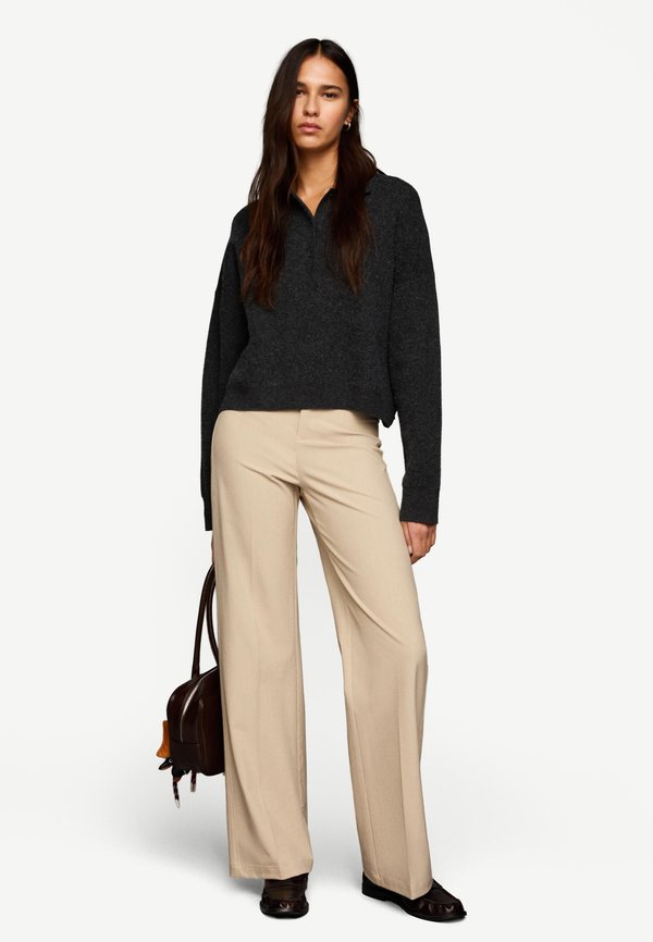 Bershka WIDE-LEG TAILORED - Trousers - sand