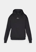 Schwarzer Nike Pro Hoodie mit einem Pulloverdesign, langen Ärmeln und einem Logo auf der Vorderseite. Hergestellt aus glattem Material mit einer lockeren Passform.