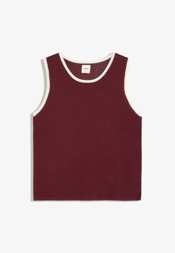 Bershka CONTRAST MESH - VEST TOP - Top - bordeaux