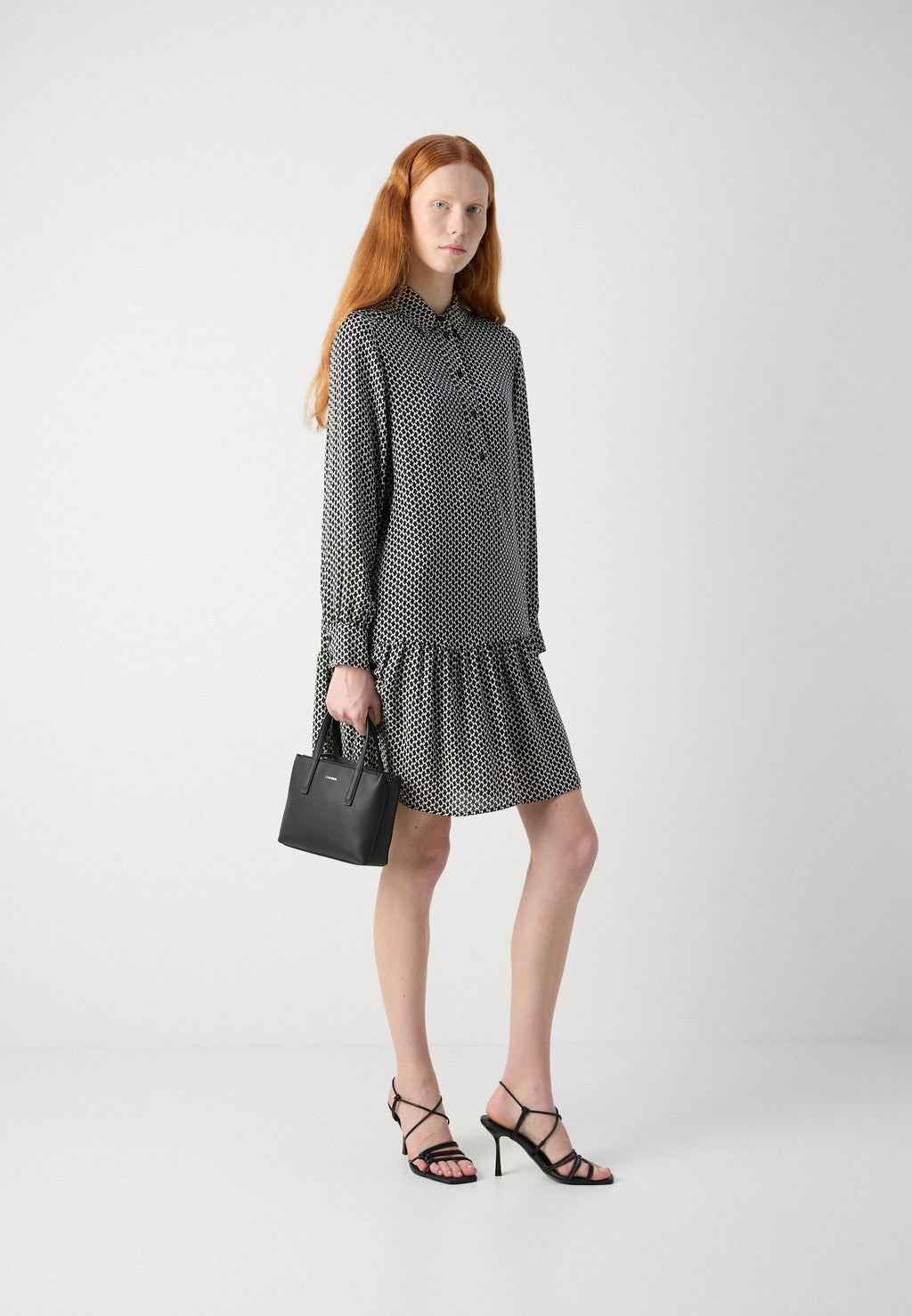 Marc O'Polo DRESS A-SHAPE SHIRT STYLE VOLANT SKIRT LONG SLEEVE KENT COLLAR