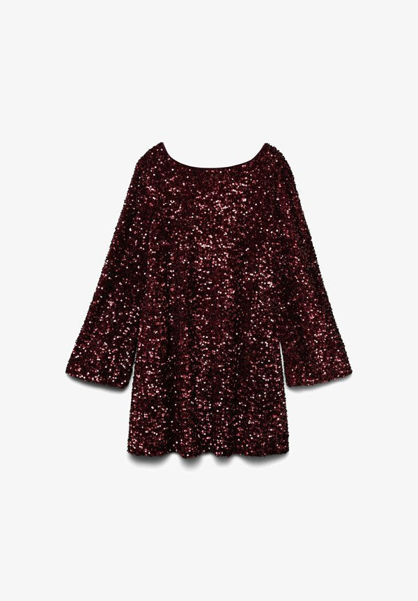 Vero Moda VMLAILA LS SEQUIN BOW EXP - Cocktail dress / Party dress - fudge