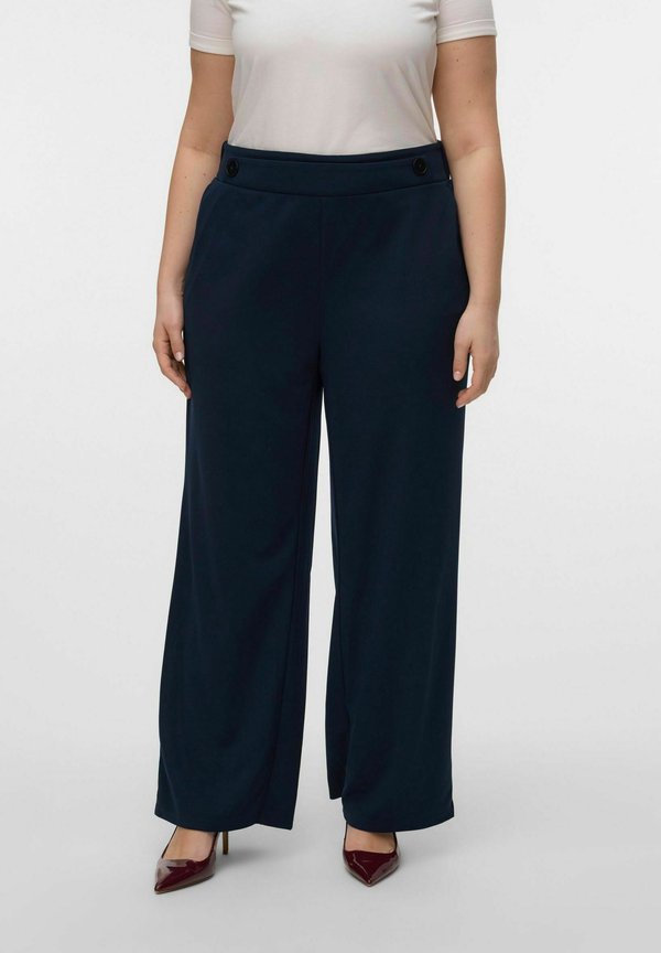 Vero Moda Curve VMCLIVA HW WIDE PANT CUR NOOS - Trousers - navy blazer
