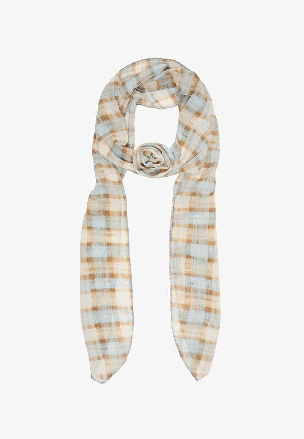 Bershka CHECKERED FLORAL - SCARF - Scarf - dark blue