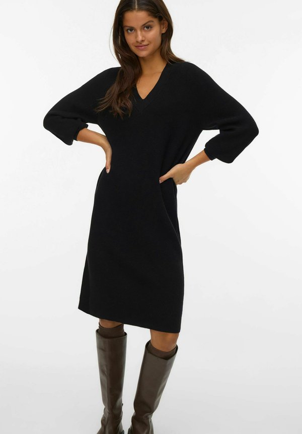 Vero Moda Knitted AWALEXANDRA Midi - Jumper dress - black