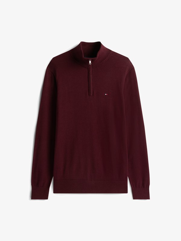 Tommy Hilfiger QUARTER ZIP MOCK NECK - Jumper - deep burgundy