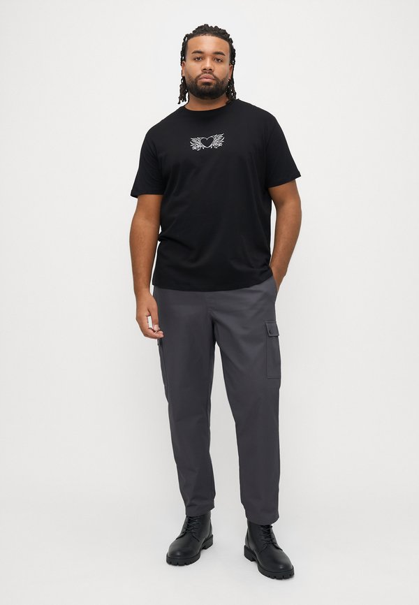 Jack & Jones JJWOLFIE TEE CREW NECK 5 PACK - Print T-shirt - chocolate brown/white/moonbeam/black