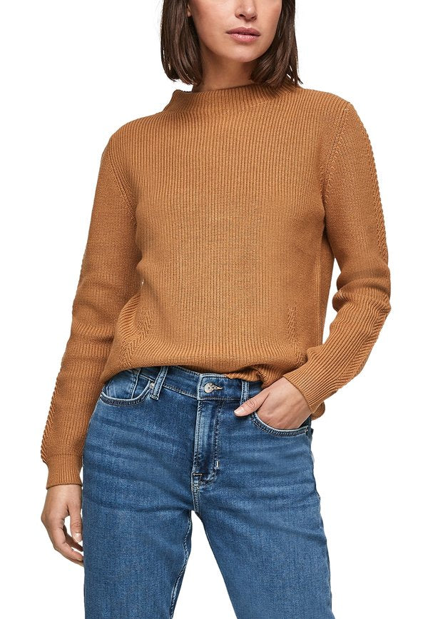 s.Oliver MIT STEHKRAGEN - Jumper - brown