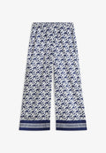 Tommy Hilfiger PRINT VOILE WIDE LEG TROUSERS WITH SILK - Trousers - preppy navy