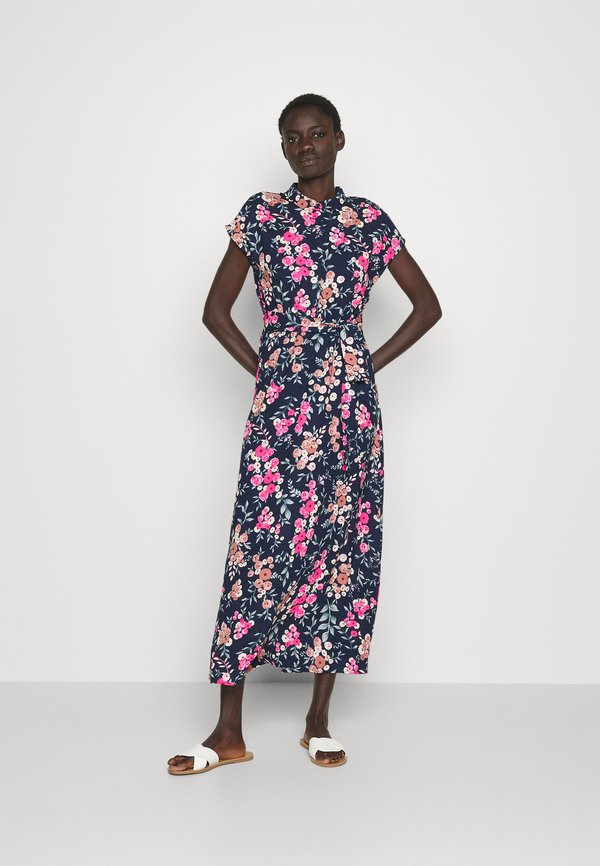 Vero Moda Tall VMHALLIE LONG TIE DRESS - Shirt dress - navy blazer/small rose