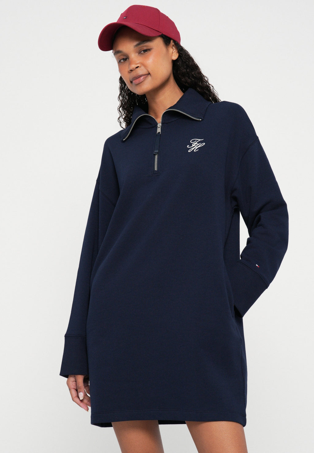 HALF-ZIP RELAXED MINI SWEATSHIRT DRESS Media 5