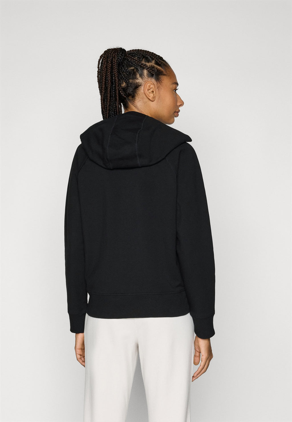 DKNY TWO TONE LOGO DRAWCORD ZIP HOODIE