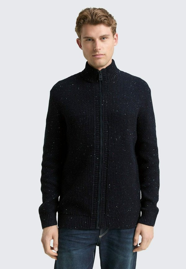TOM TAILOR Cardigan - navy melange multi neps