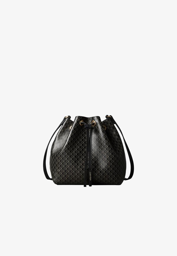 Calvin Klein DRAWSTRING BUCKET - Cross body bag - black