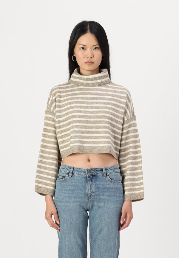 ONLY ONLTALIO STRIPE SHORT ROLLNECK  - Jumper - weathered teak/birch