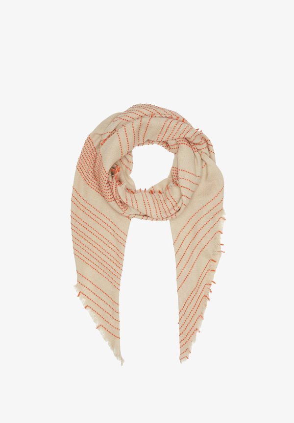 s.Oliver GESTREIFTER MIT FRANSEN - Scarf - helles beige