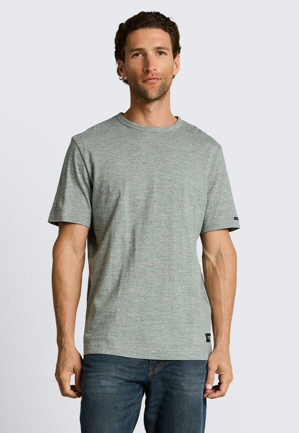 TOM TAILOR N MELANGE-OPTIK - Basic T-shirt - green navy injected