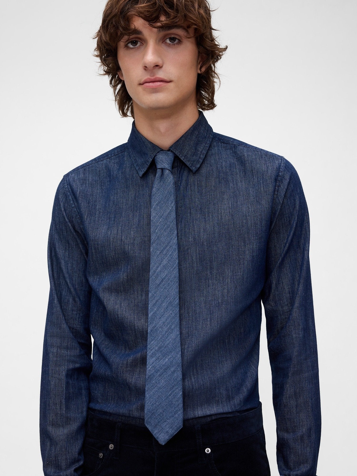 GAP GAPSTUDIO CHAMBRAY SKINNY TIE
