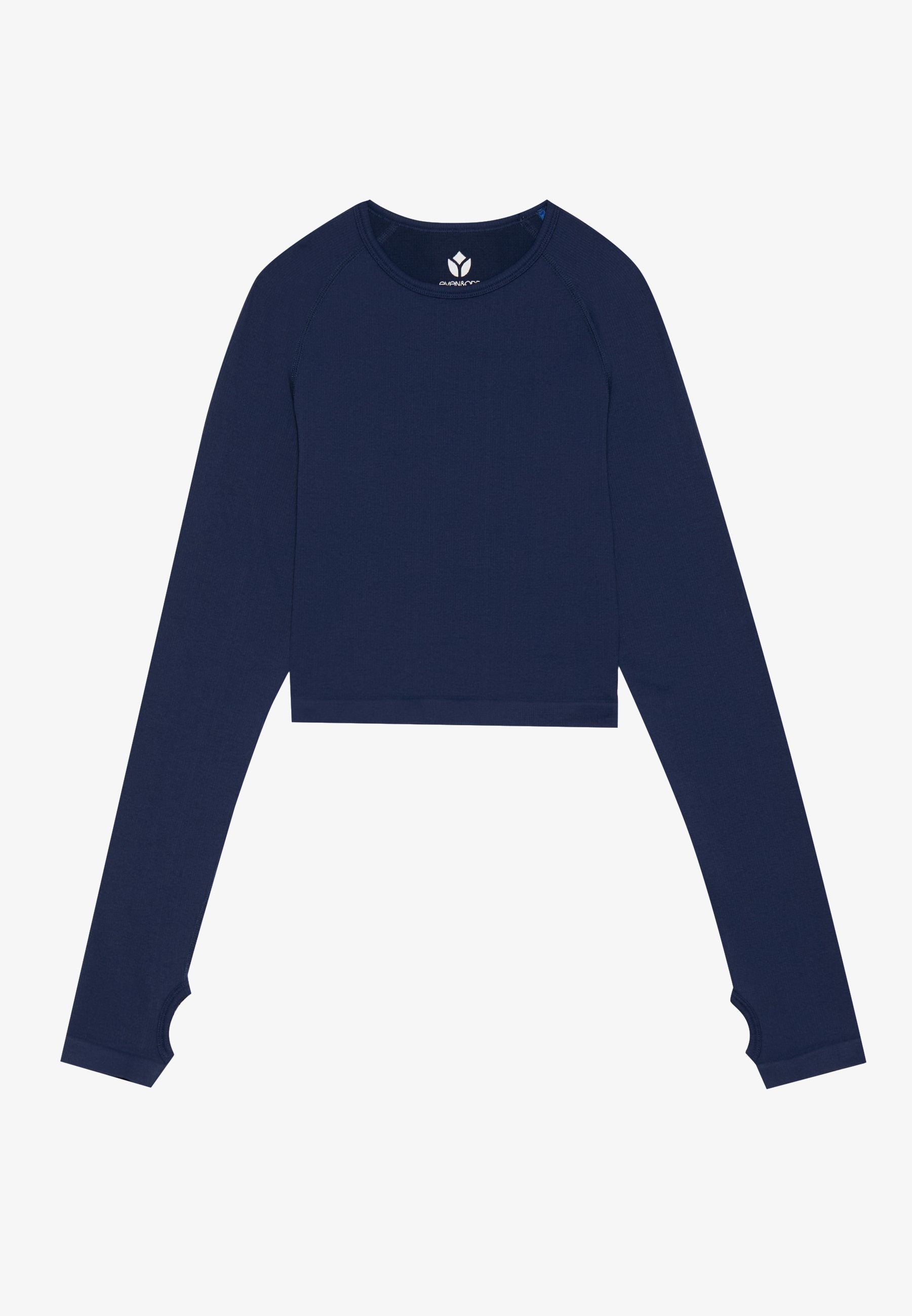 Even&Odd active CROPPED LONG SLEEVE FINE RIB SEAMLESS TOP