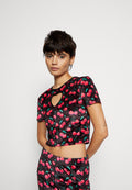 Vintage Supply HEART CUT OUT DETAIL IN CHERRIES PRINT