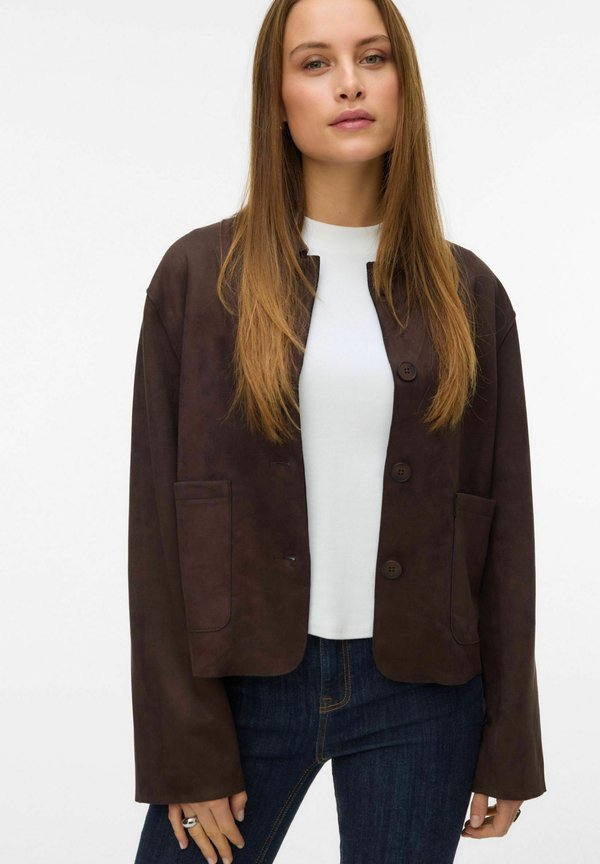 Vero Moda VMHAZELFELIA Light - Faux leather jacket - chocolate torte