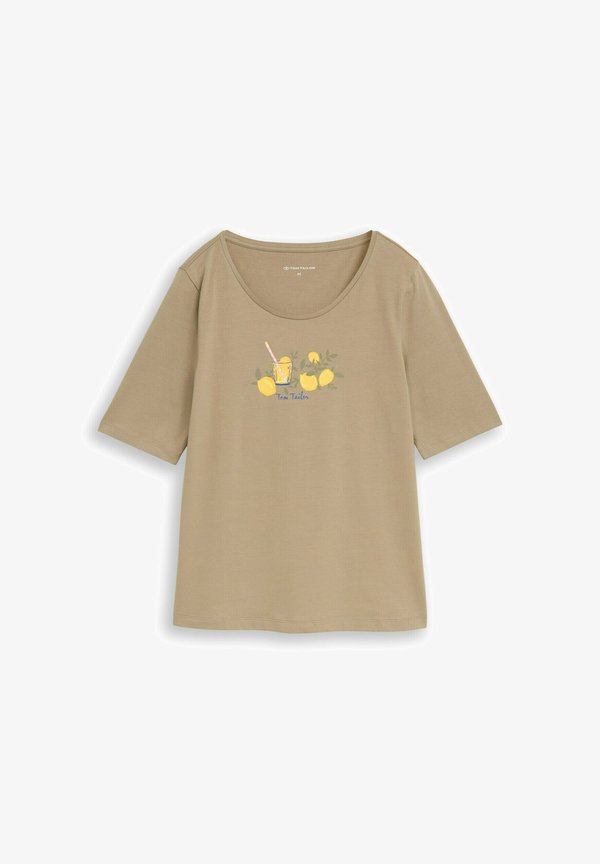 TOM TAILOR T-SHIRT CREW NECK WITH PRINT - Print T-shirt - silver olive