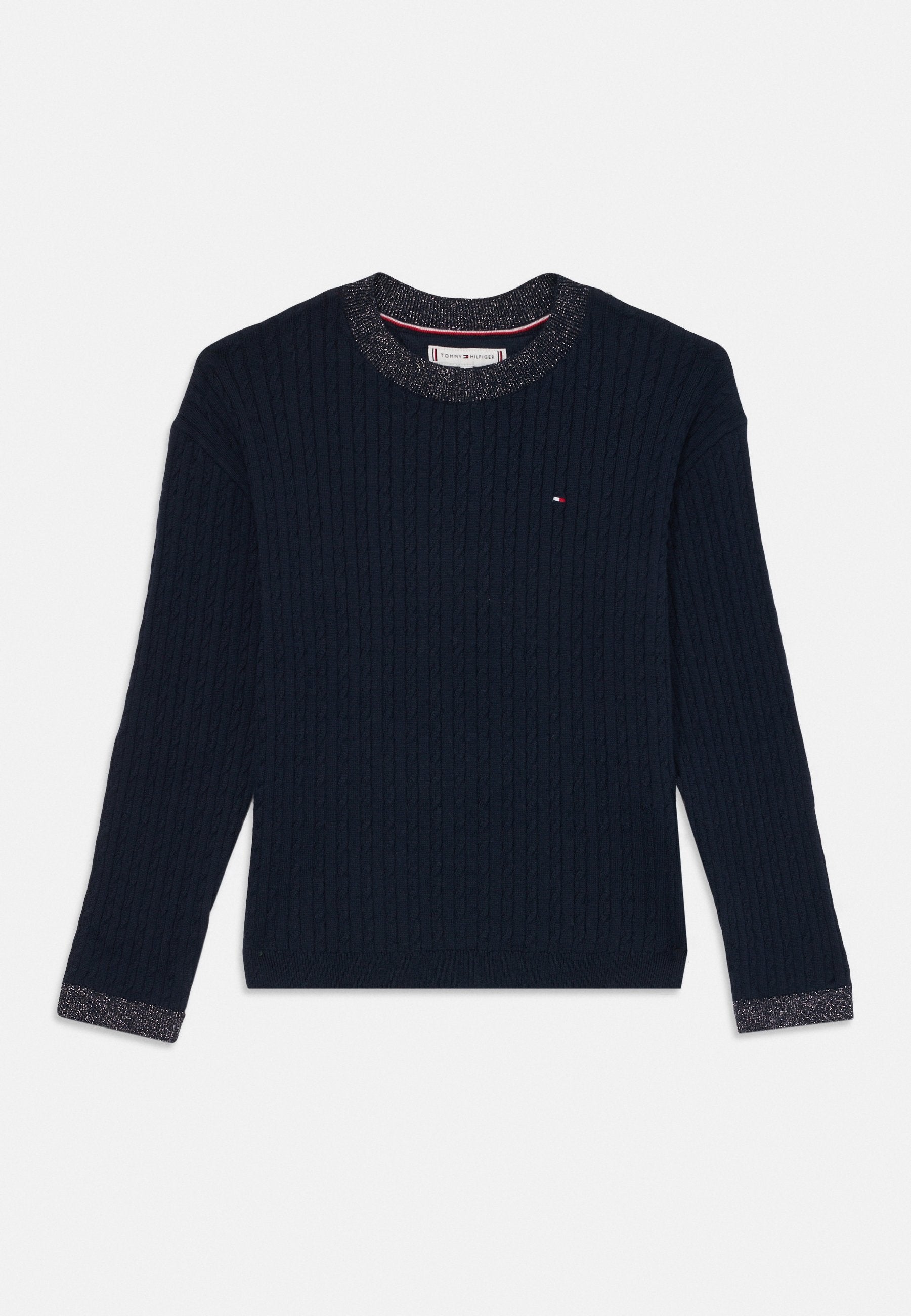 GLITTER MINI CABLE KNIT RELAXED SWEATSHIRT Media 1