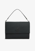 Tommy Hilfiger LOGO FLAP SHOULDER BAG - Tote bag - black