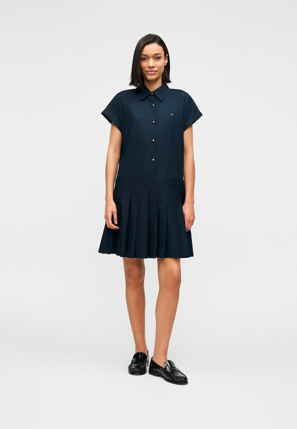 Tommy Hilfiger GOLD-TONE BUTTON RELAXED MINI SHIRT DRESS - Shirt dress - dark night navy