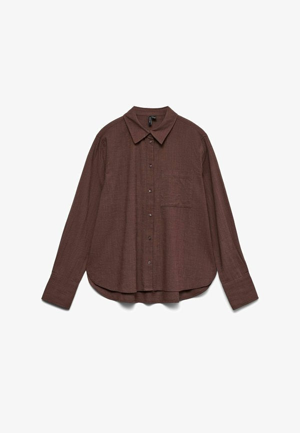 Vero Moda VMCAIA - Button-down blouse - chocolate martini