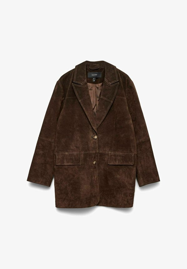 Vero Moda VMPERNILLE Suede - Blazer - chocolate torte