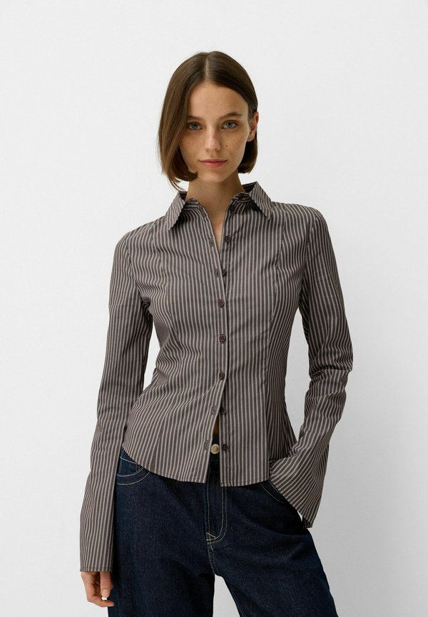 Bershka Button-down blouse - dark brown