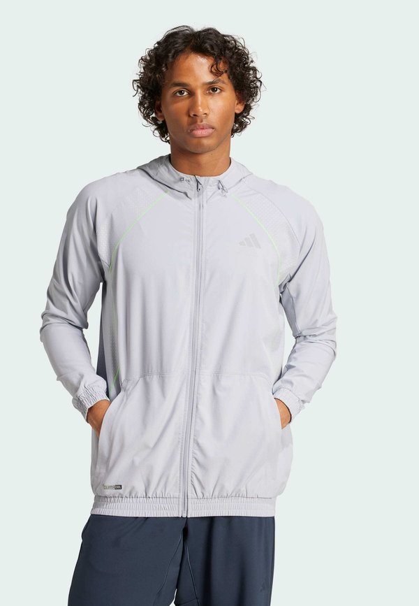 adidas Performance TECH - Training jacket - halo silver   lime burst