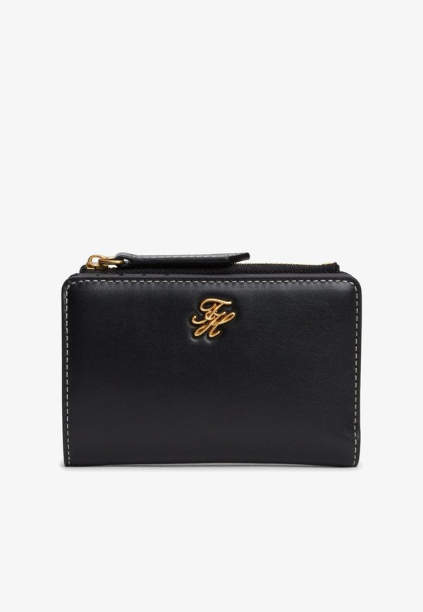 Tommy Hilfiger LOGO PLAQUE LEATHER BIFOLD WALLET - Wallet - black