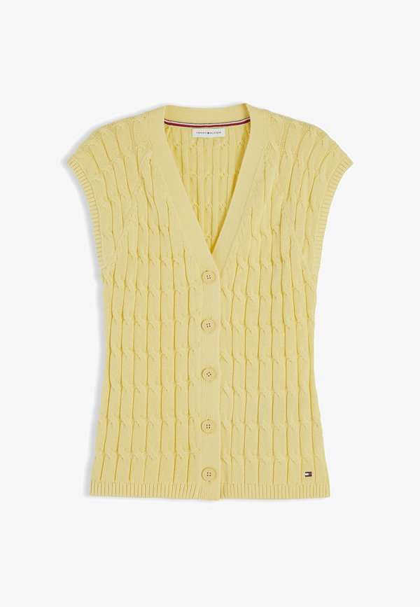 Tommy Hilfiger MID GG CABLE VEST CARDI - CO CABLE MID GG - Waistcoat - citronella